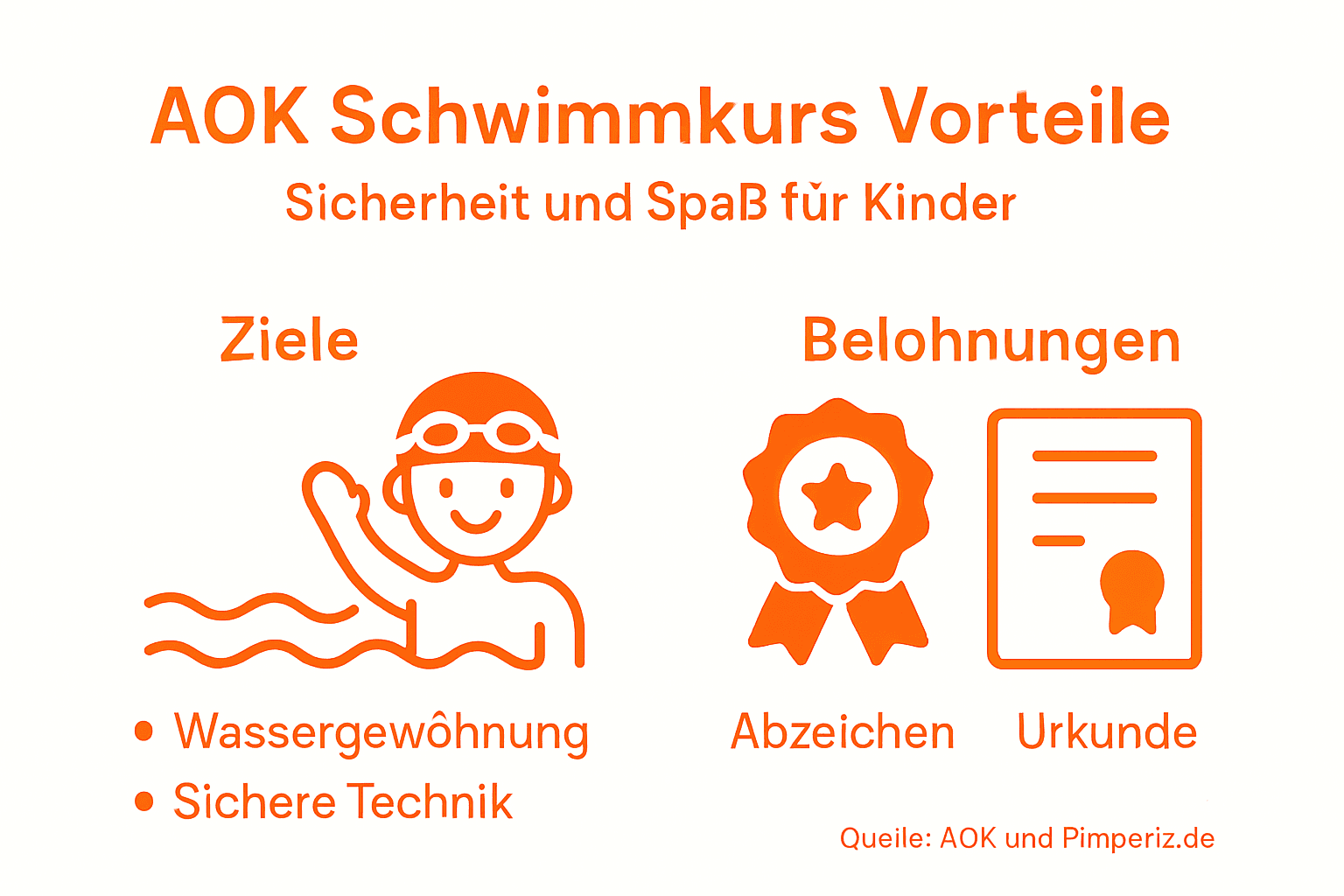 Infografik: Die wichtigsten Vorteile und der genaue Ablauf des AOK-Schwimmkurses auf einen Blick