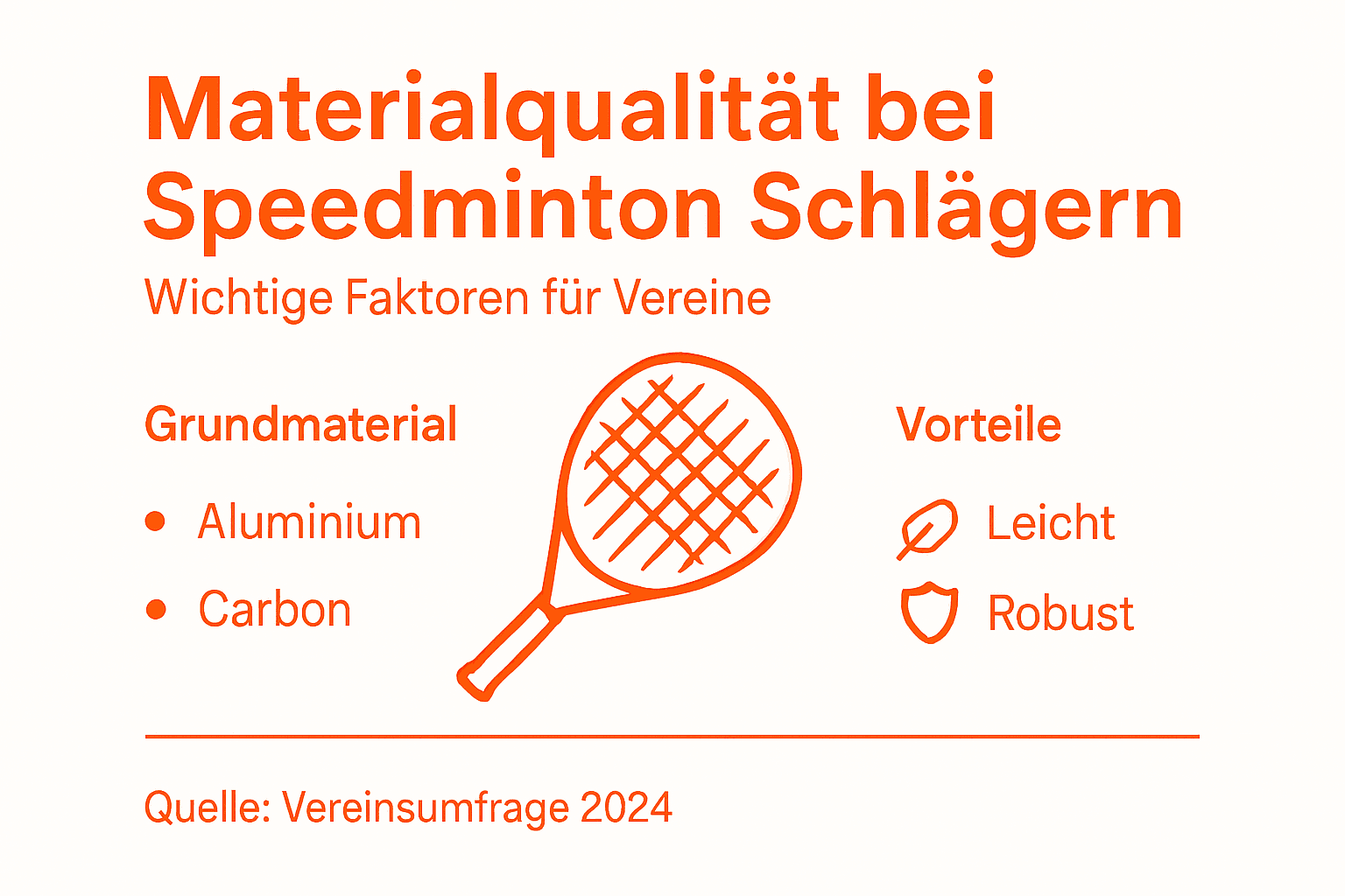 Übersicht zur Qualität der Materialien bei Speedminton-Schlägern