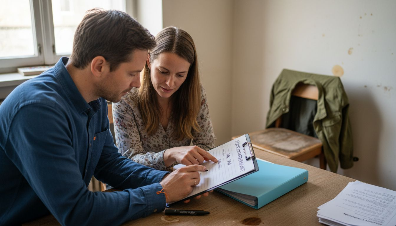 Teacher and parent jointly discuss the child's swimming progress.