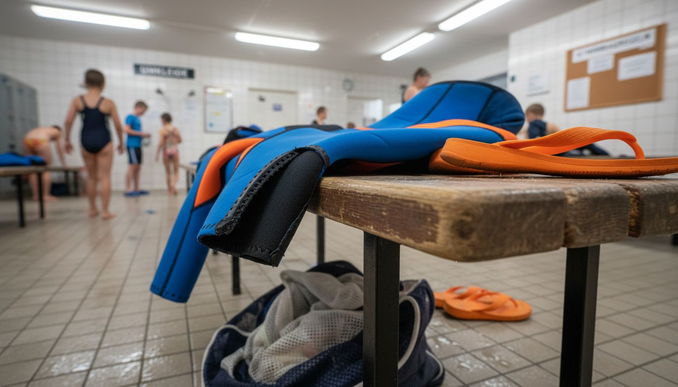 Close-up of the neoprene material and seams on the children's suit