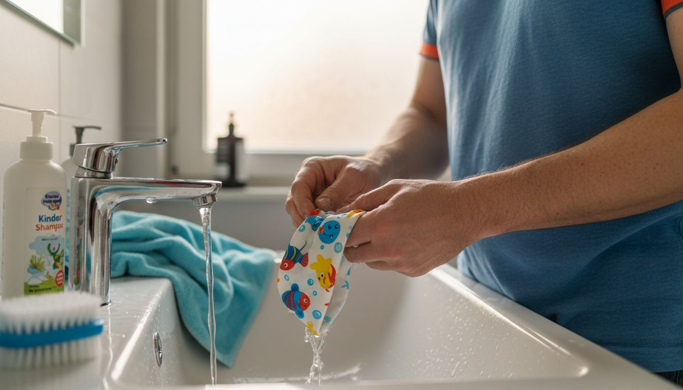 Die Badekappe bitte im Waschbecken ausspülen.