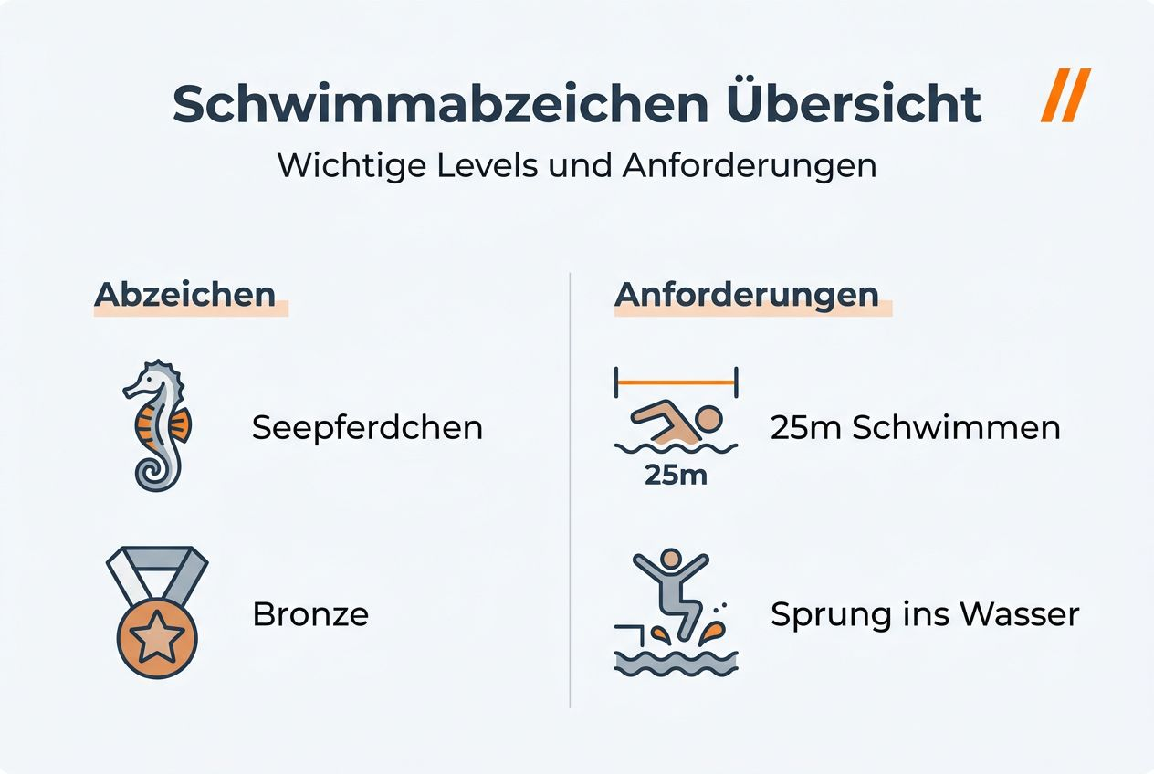 Overview of swimming badges: levels and requirements