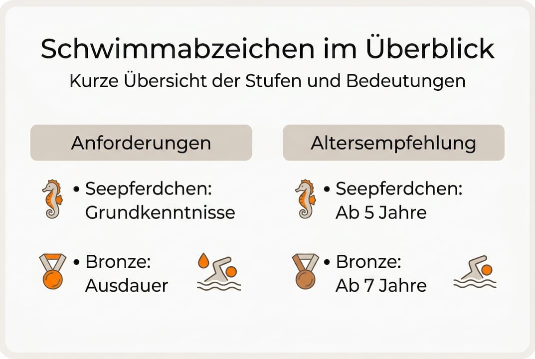 Comparison of swimming badges clearly illustrated in an infographic