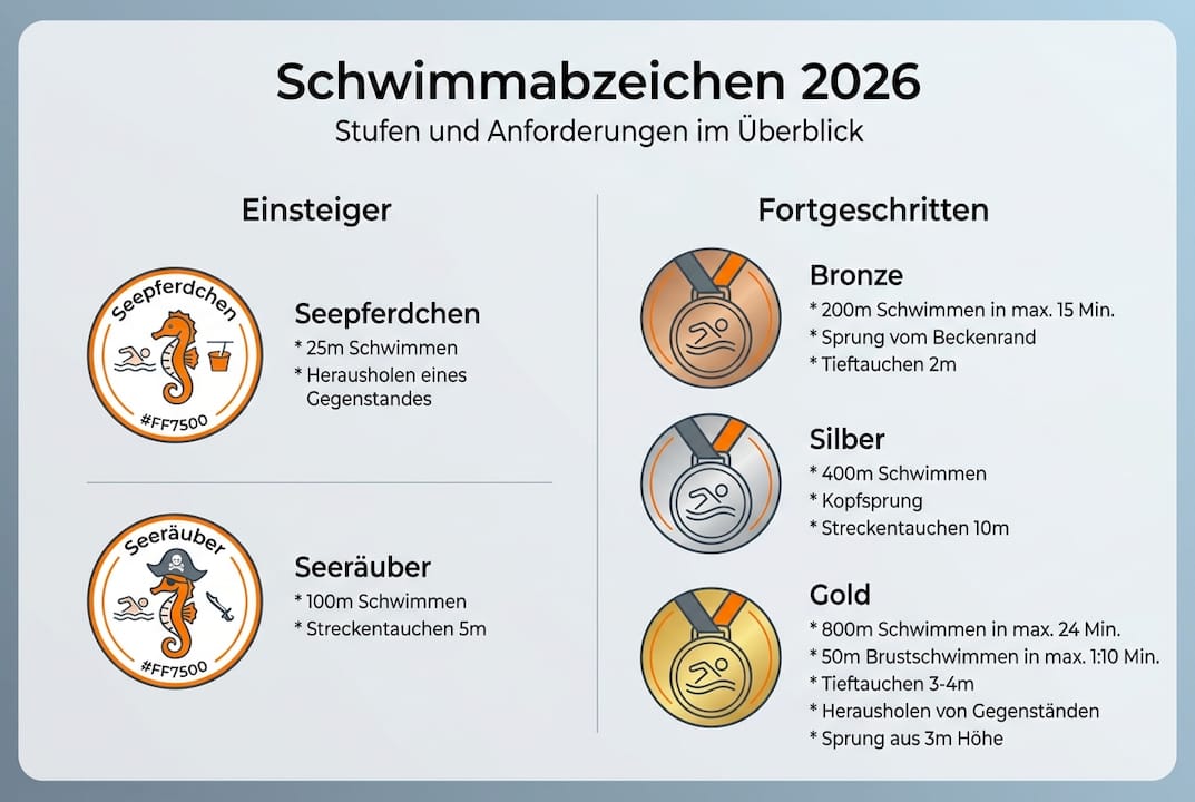 Infographic: The different swim badges and what is required for them