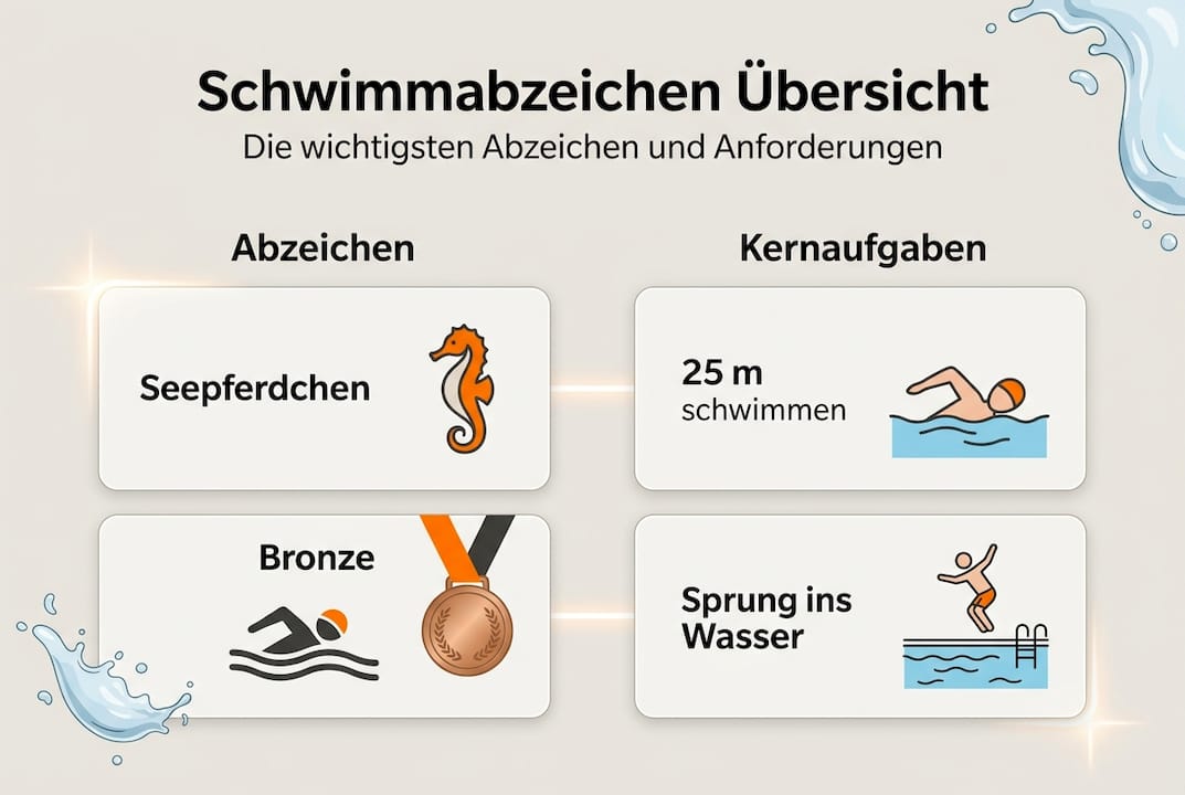 Übersicht: Schwimmabzeichen und ihre wichtigsten Anforderungen auf einen Blick