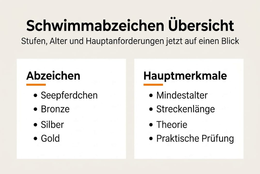 Übersicht: Die verschiedenen Schwimmabzeichen und ihre Anforderungen auf einen Blick