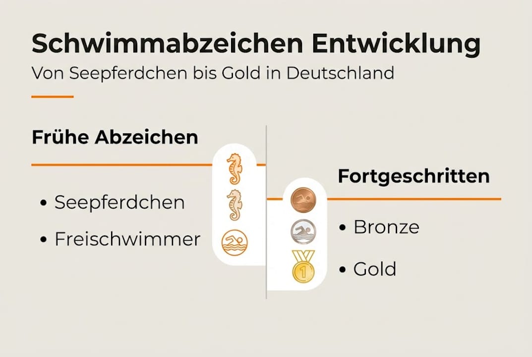 Grafik veranschaulicht die Entwicklung der Schwimmabzeichen
