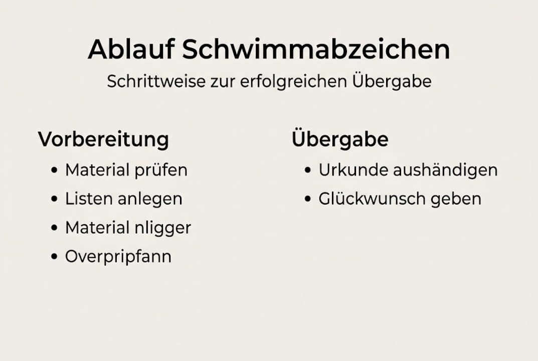 In dieser Infografik werden die einzelnen Schritte zur Verleihung des Schwimmabzeichens anschaulich dargestellt.