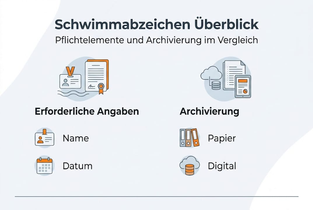 Übersicht der Anforderungen für Schwimmabzeichen und Hinweise zur Dokumentation