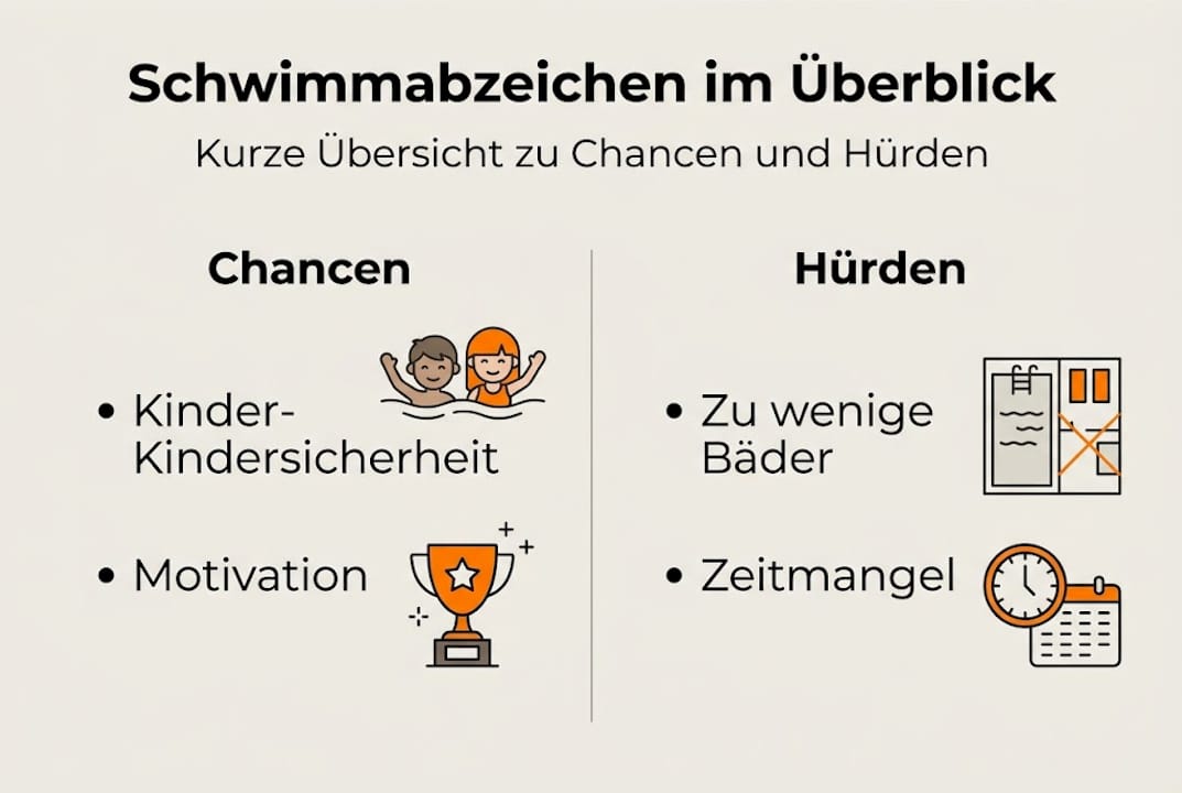 Infografik: Welche Chancen bieten Schwimmabzeichen – und wo liegen die Herausforderungen?
