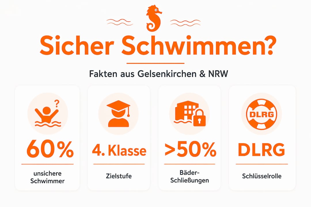 Grafik mit spannenden Fakten rund ums Schwimmen und Wissenswertes zur DLRG