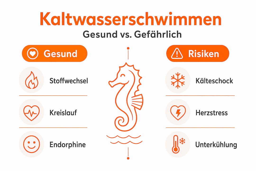 Infografik: Chancen und Risiken beim Schwimmen im kalten Wasser