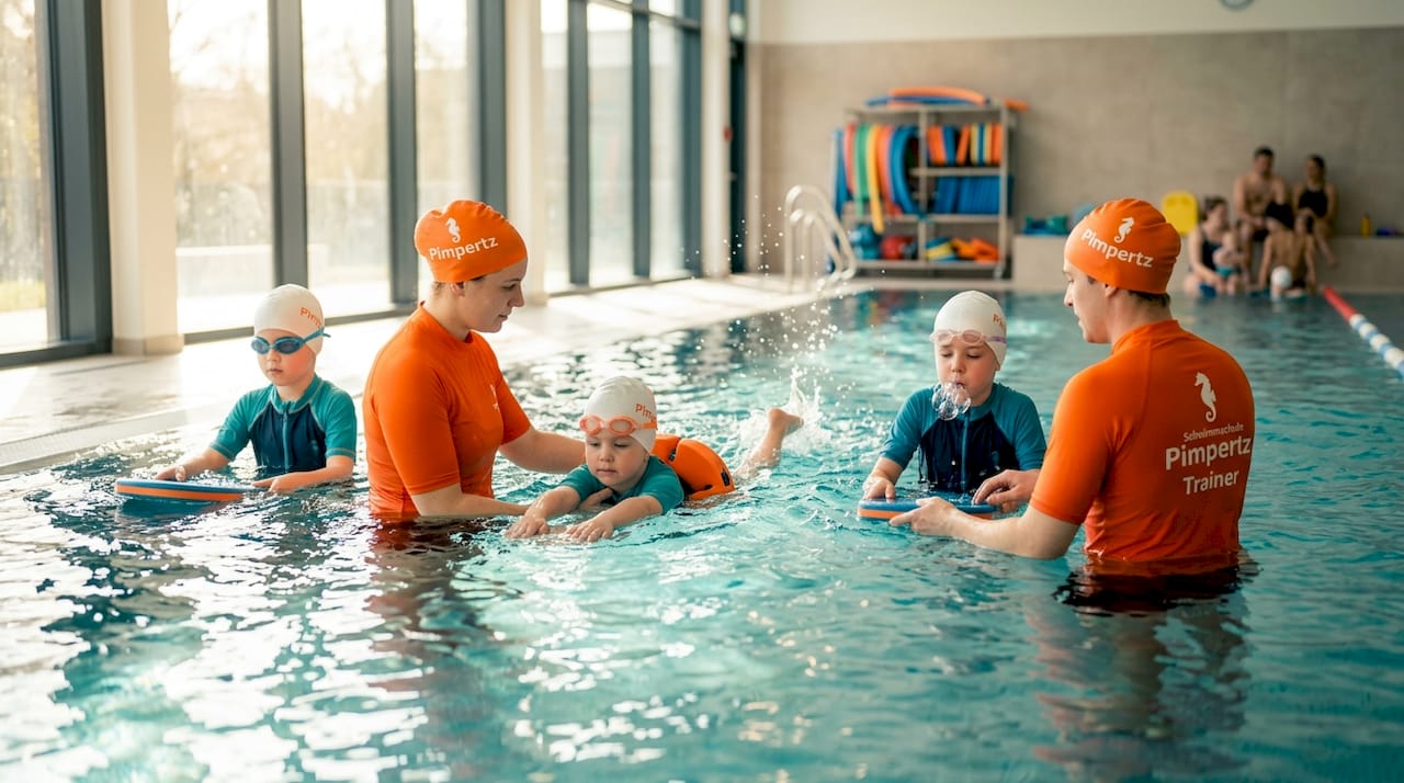 Gemeinsamer Schwimmspaß für die ganze Familie: Kinderschwimmkurs im Hallenbad