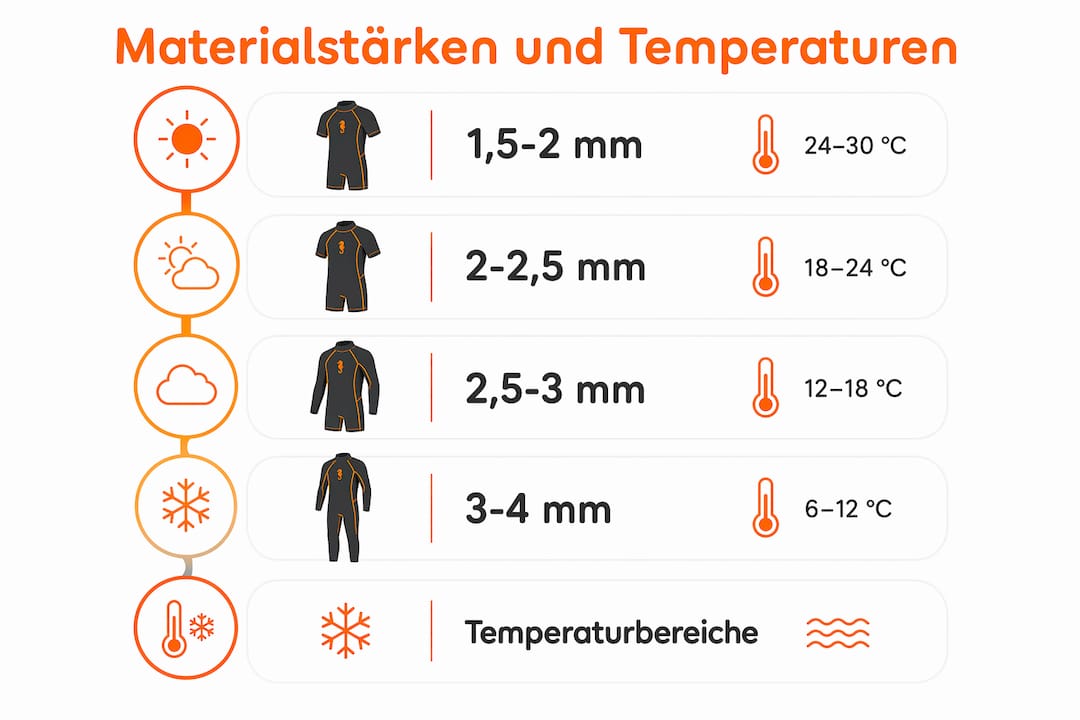 Übersicht: Materialdicken und ihre Temperaturbeständigkeit