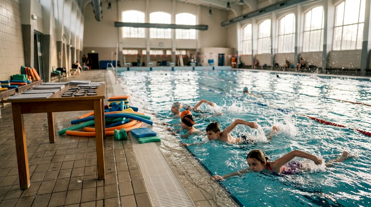 Ein Blick ins Schwimmbad: Trainingspläne und Sicherheitsausstattung im Fokus