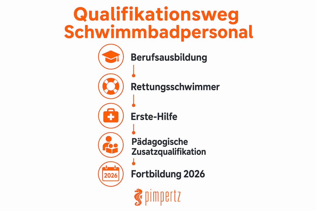Übersichtsgrafik: Qualifikationsstufen für Mitarbeitende im Schwimmbad