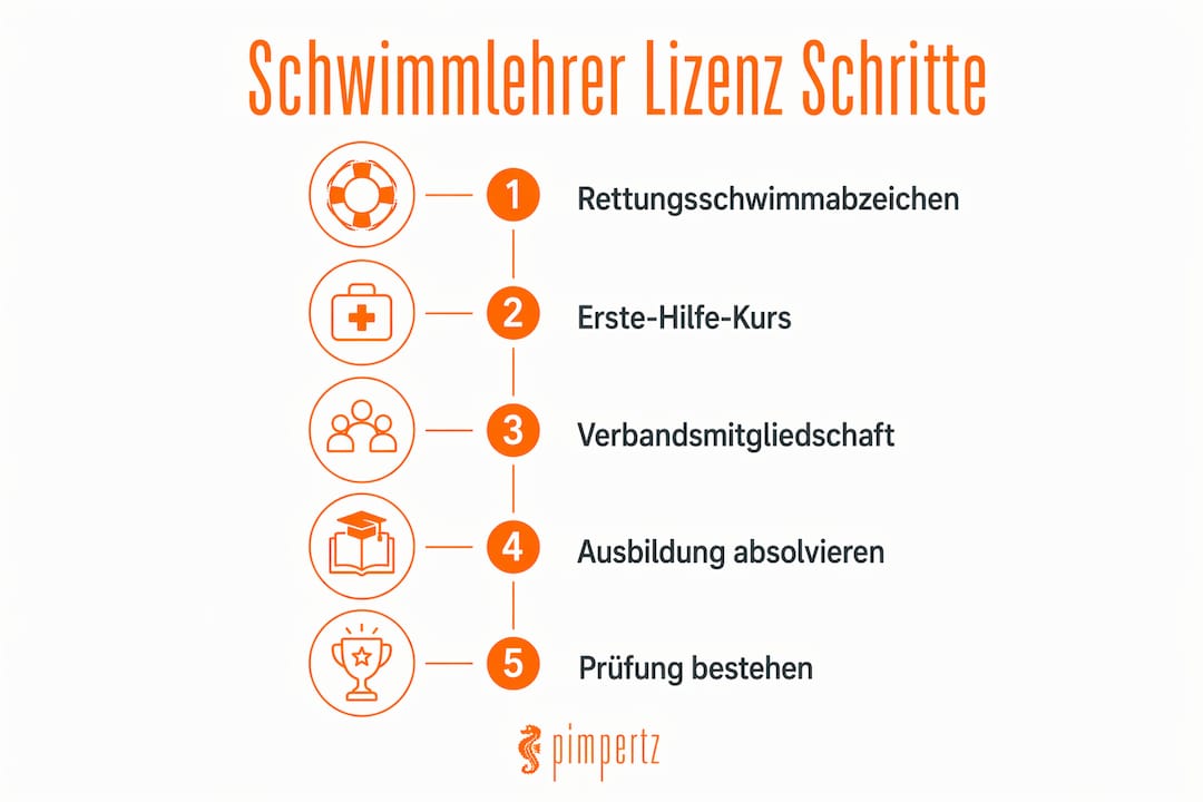 Schritt-für-Schritt-Infografik: So wirst du zertifizierter Schwimmtrainer