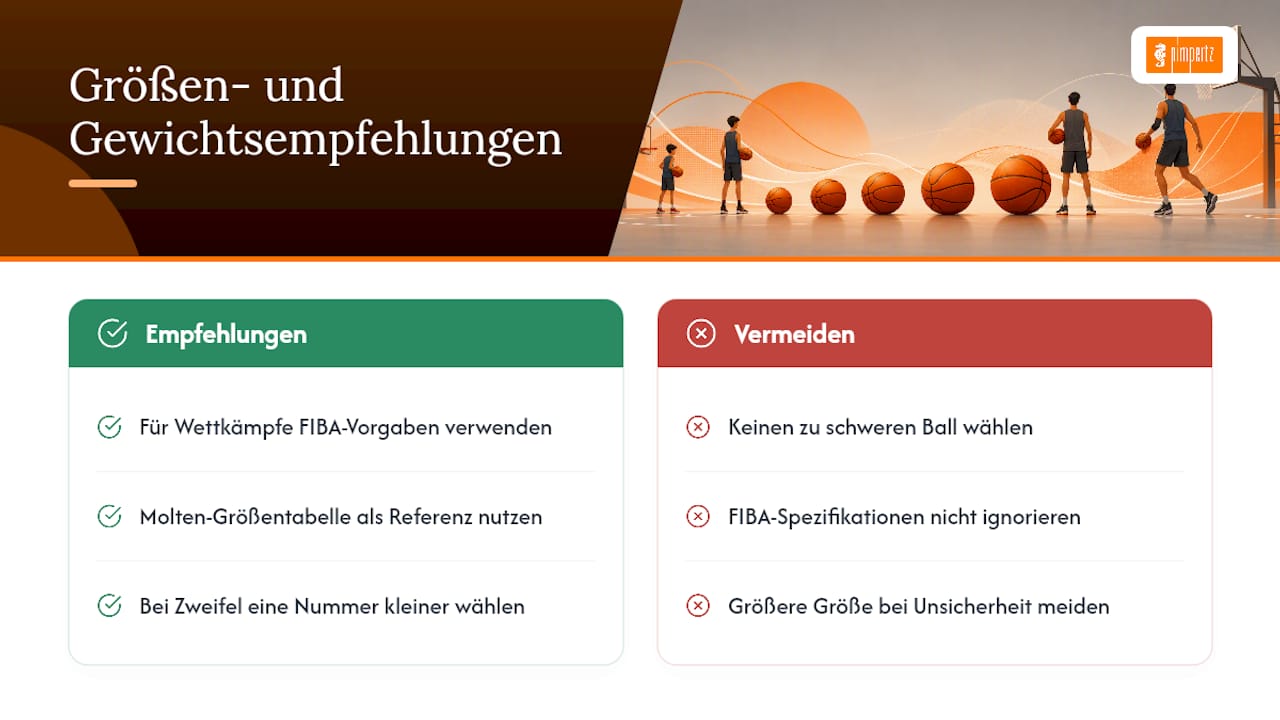 Übersicht: Welche Basketballgrößen und -gewichte sind für welches Alter geeignet?