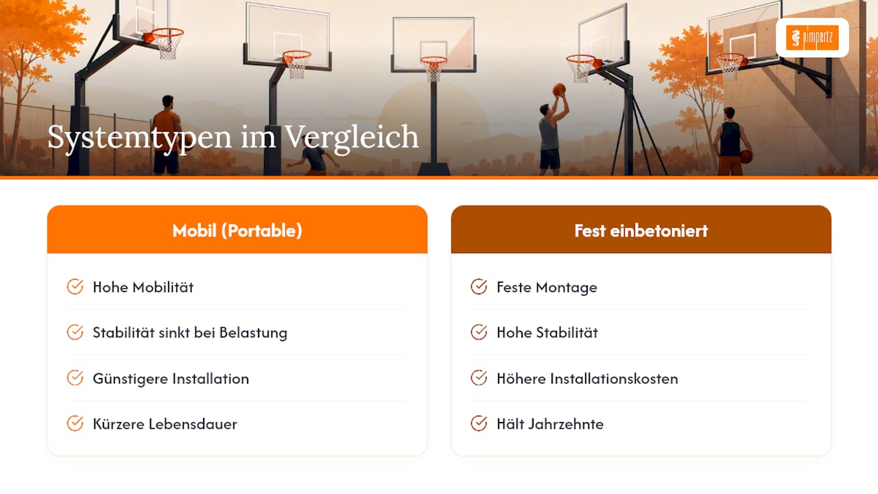 Vergleichstabelle verschiedener Outdoor-Basketballsysteme
