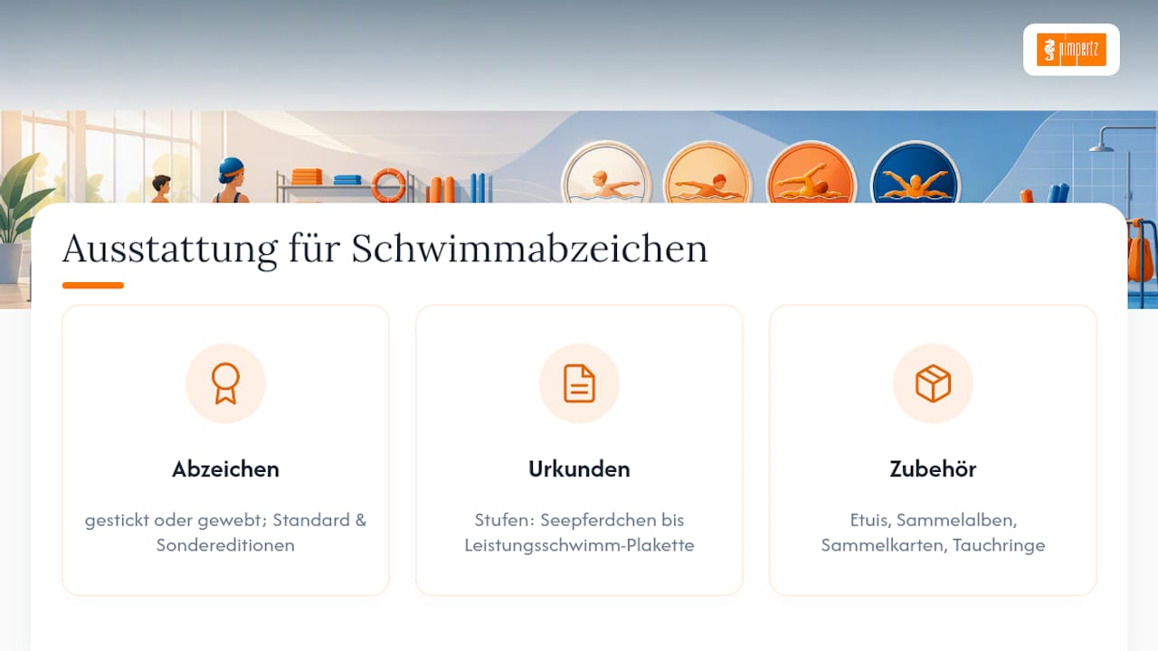Diagramm mit Kategorien für Abzeichen, Urkunden und Zubehör
