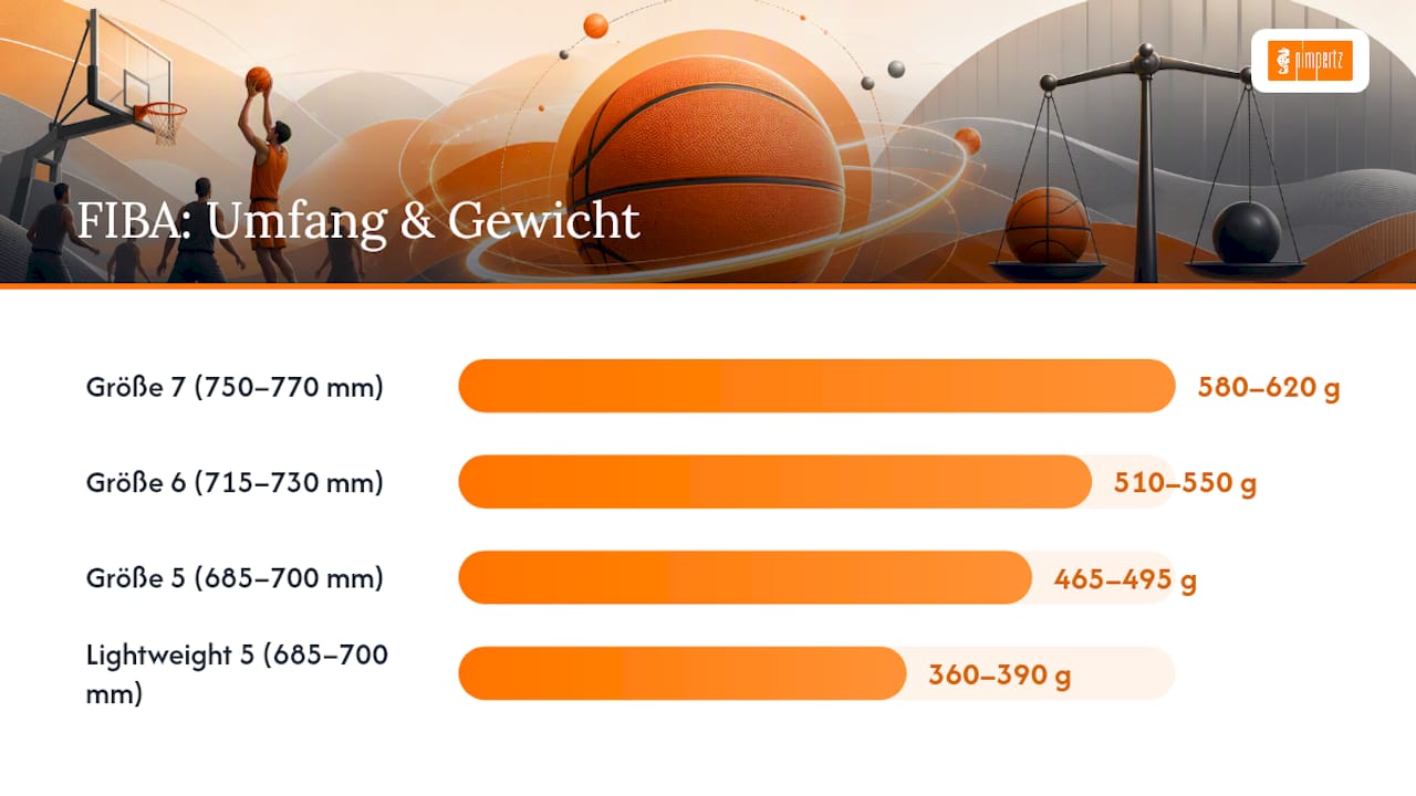 FIBA-Vergleich der Größen und Gewichte von Basketbällen