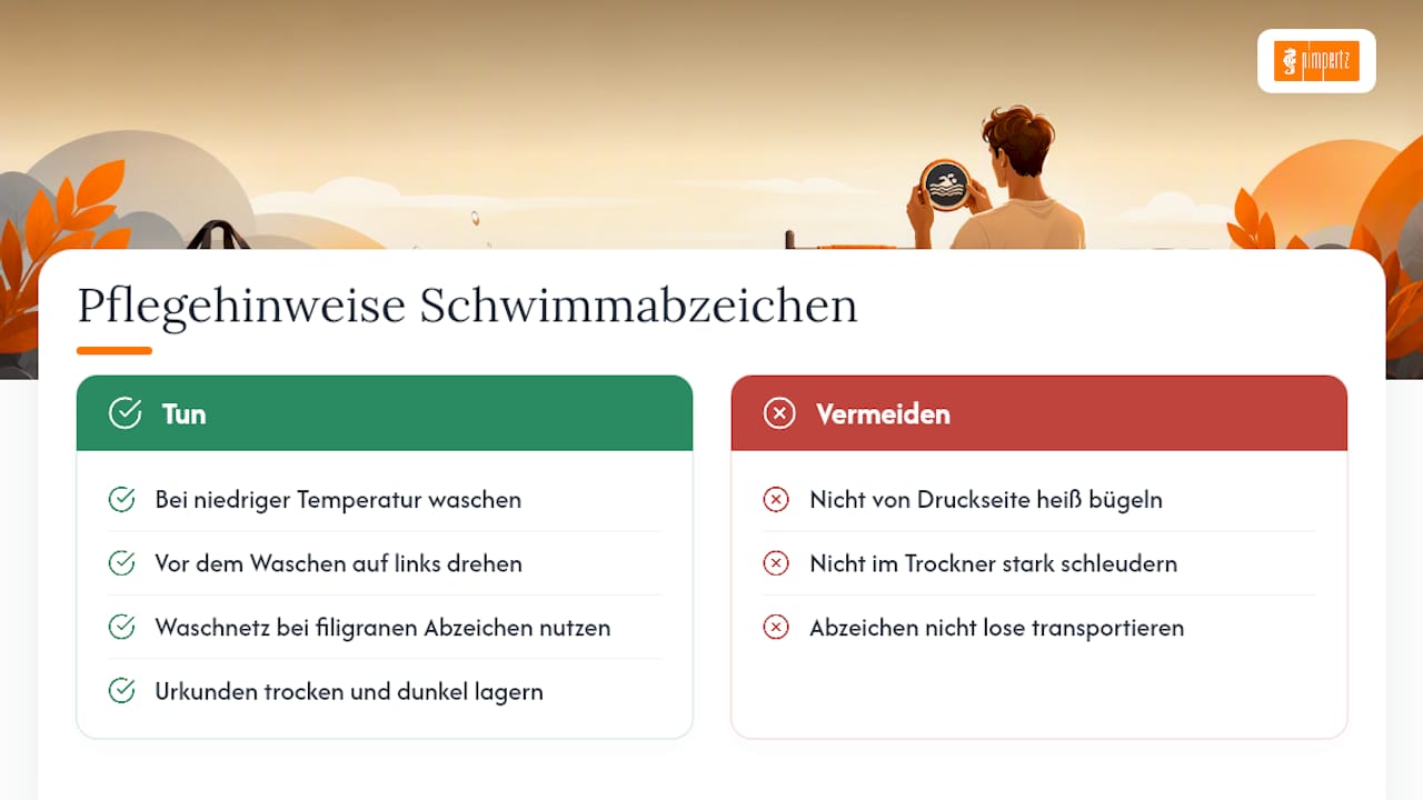 Wie pflegen Sie Schwimmabzeichen richtig? — overview diagram
