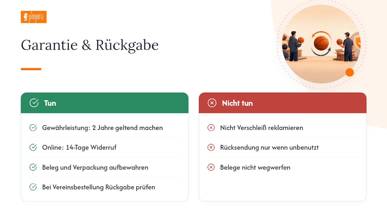 Garantie und Rückgabebedingungen bei Basketballkäufen — overview diagram