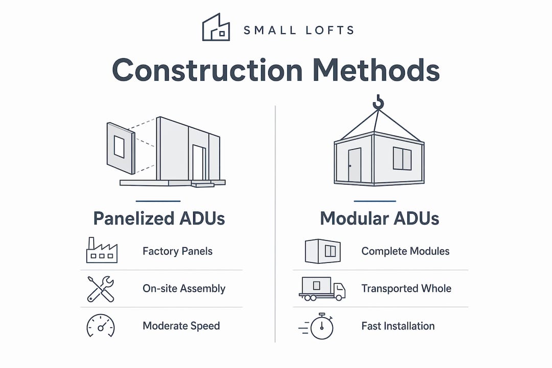 Infographic comparing panelized and modular ADUs