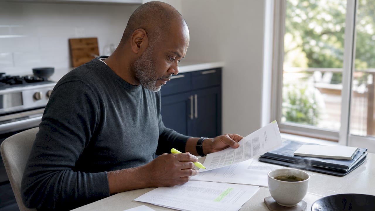 Homeowner reviewing ADU permit documents