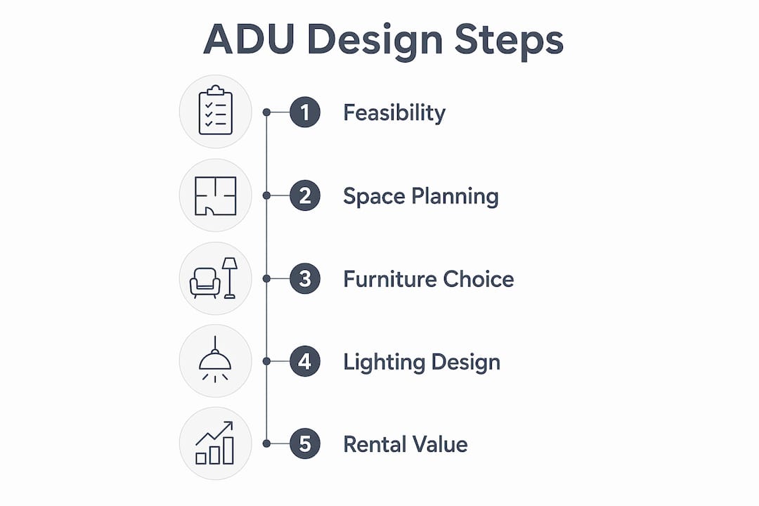 Infographic outlining steps for small ADU design