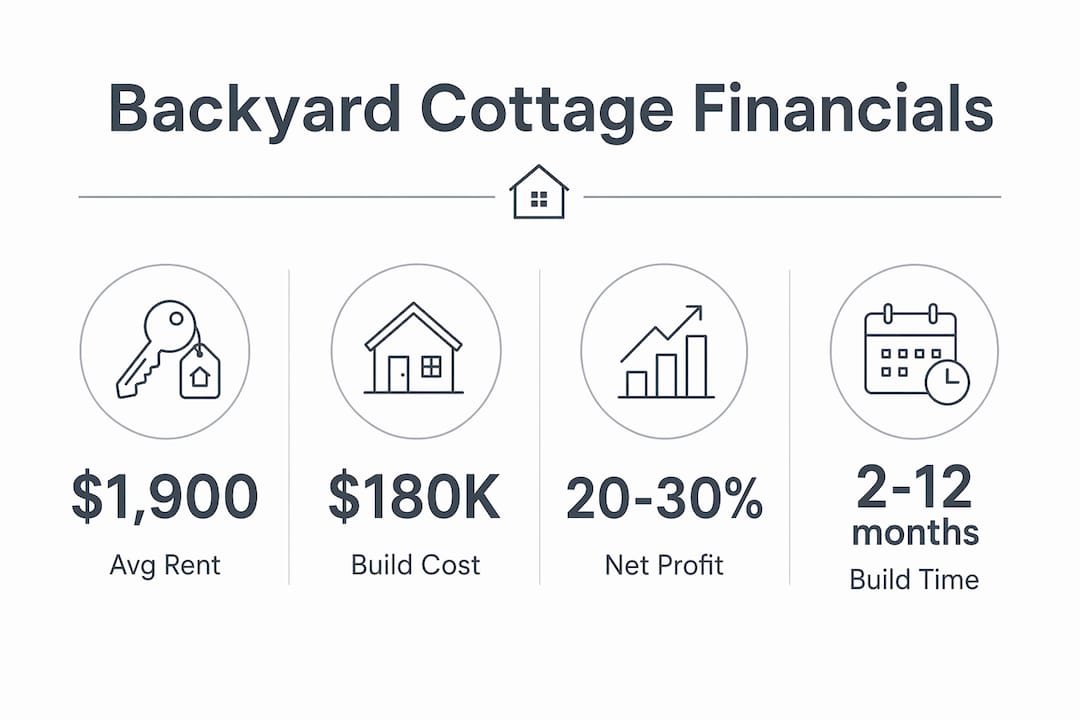 Infographic showing backyard cottage financial key figures