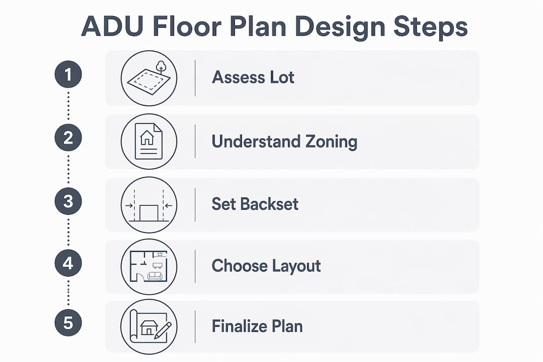 Infographic showing ADU floor plan design process steps