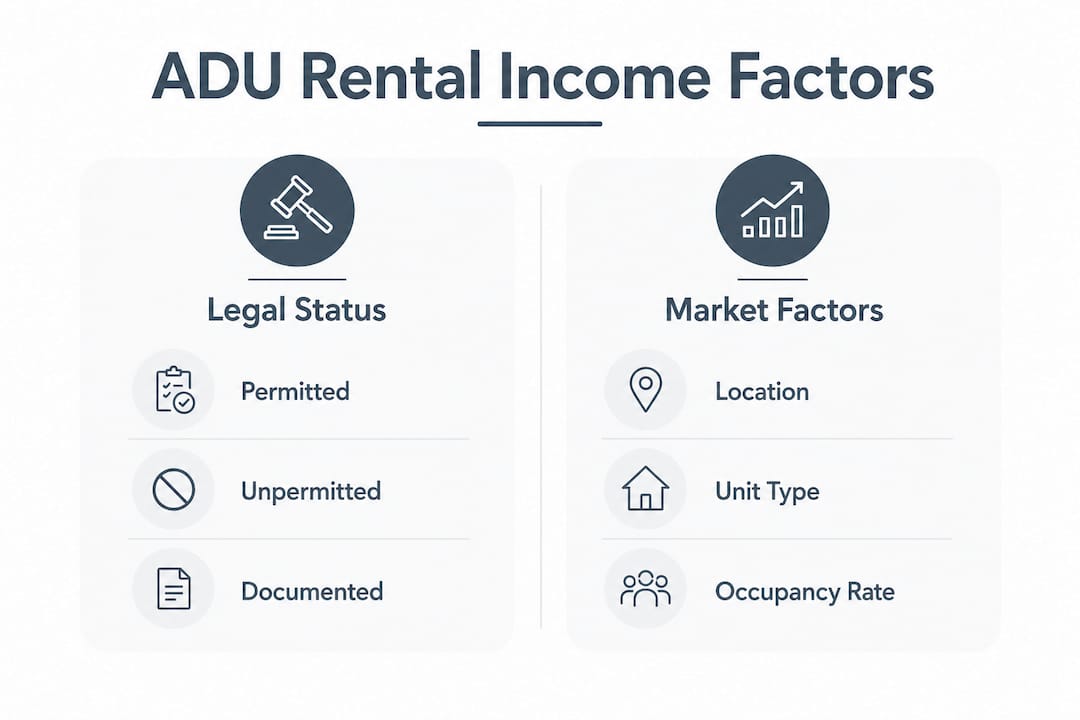 Infographic comparing ADU rental income factors