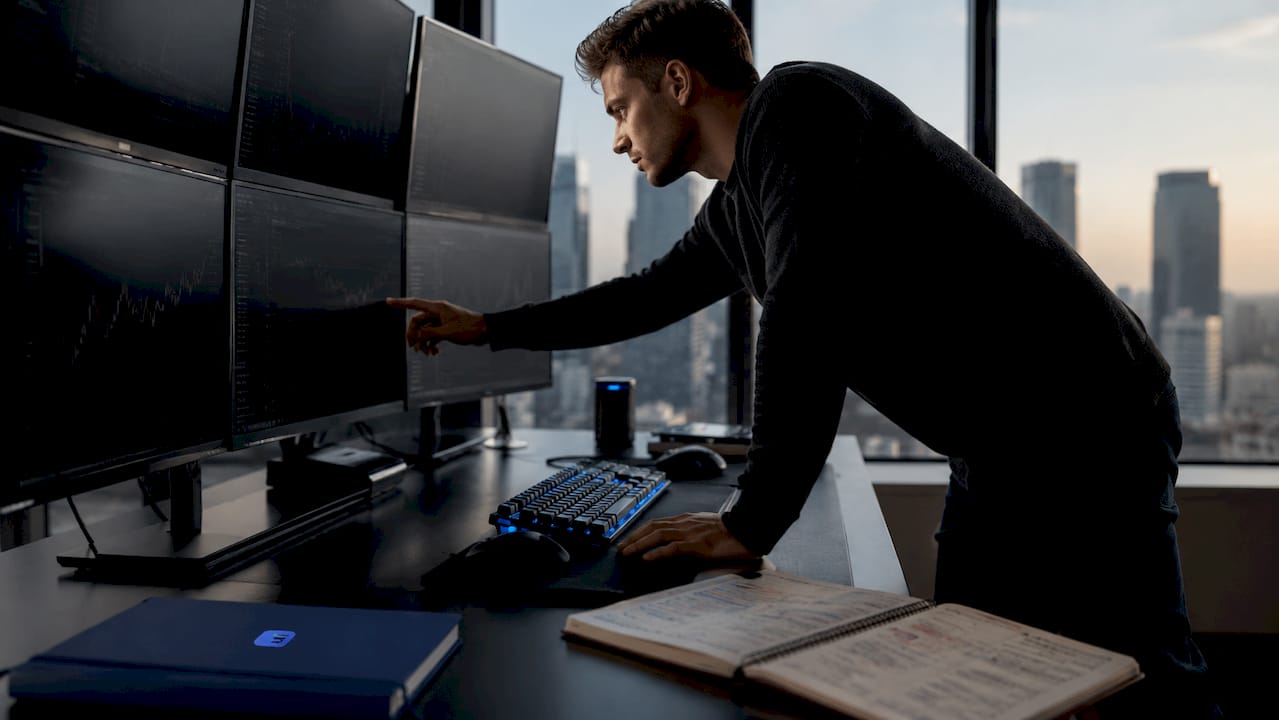 Trader monitoring multiple prop accounts