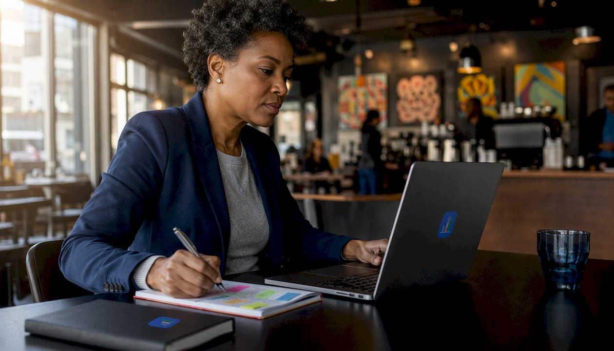 Trader using multi-account workstation at home office