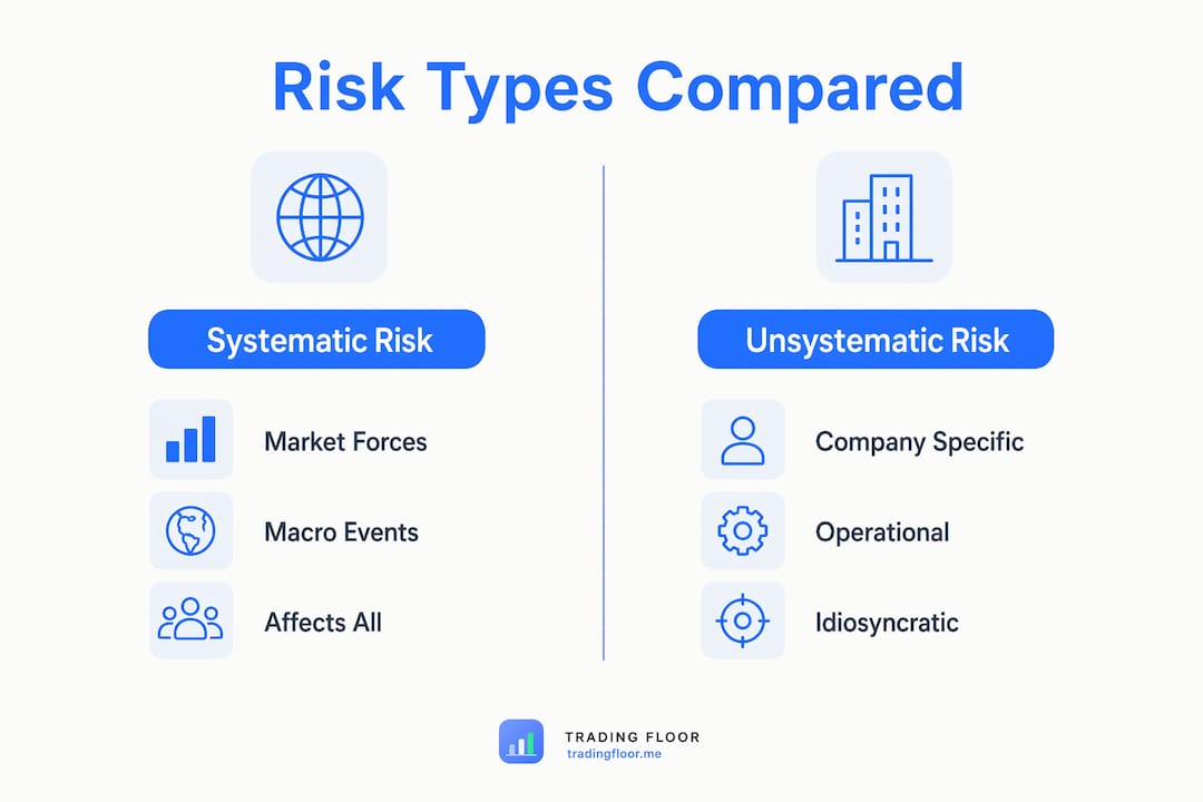 Infographic comparing systematic and unsystematic risks