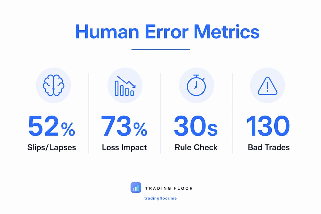 Infographic showing key human error metrics in trading