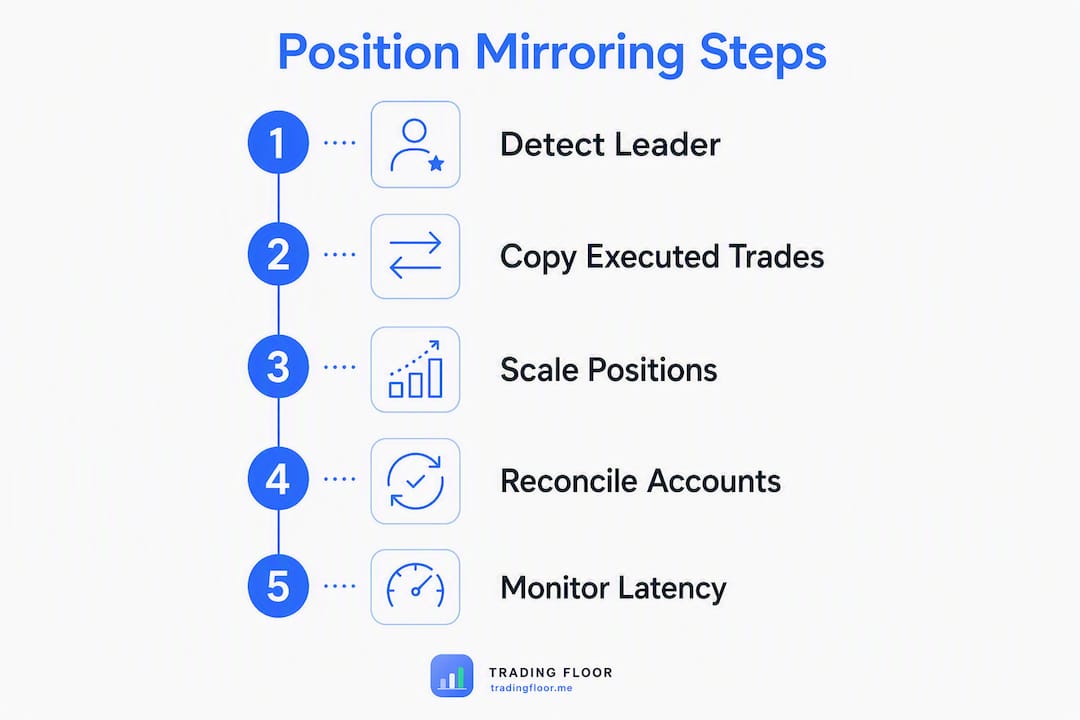 Infographic illustrating position mirroring process steps