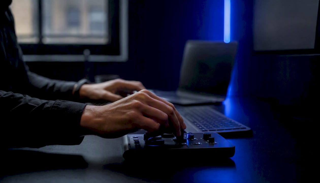 Hands preparing automated trading actions