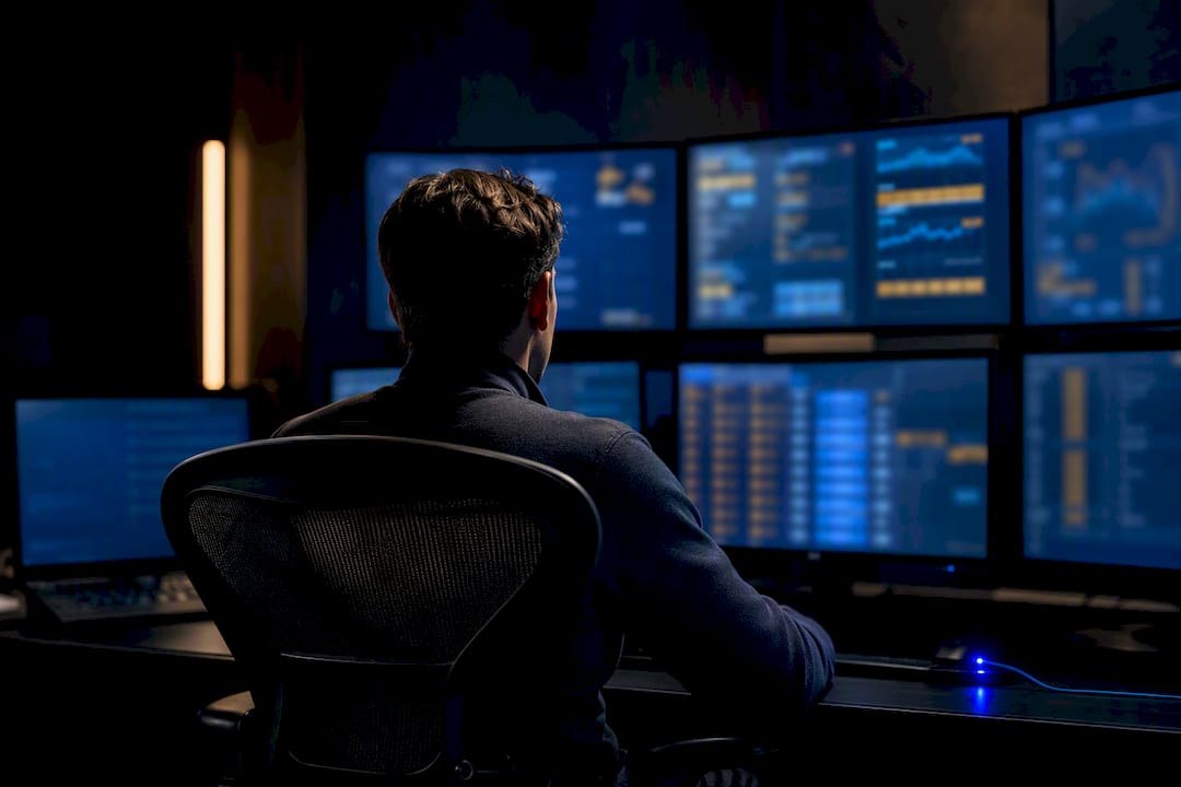 Trader monitoring multiple connected accounts