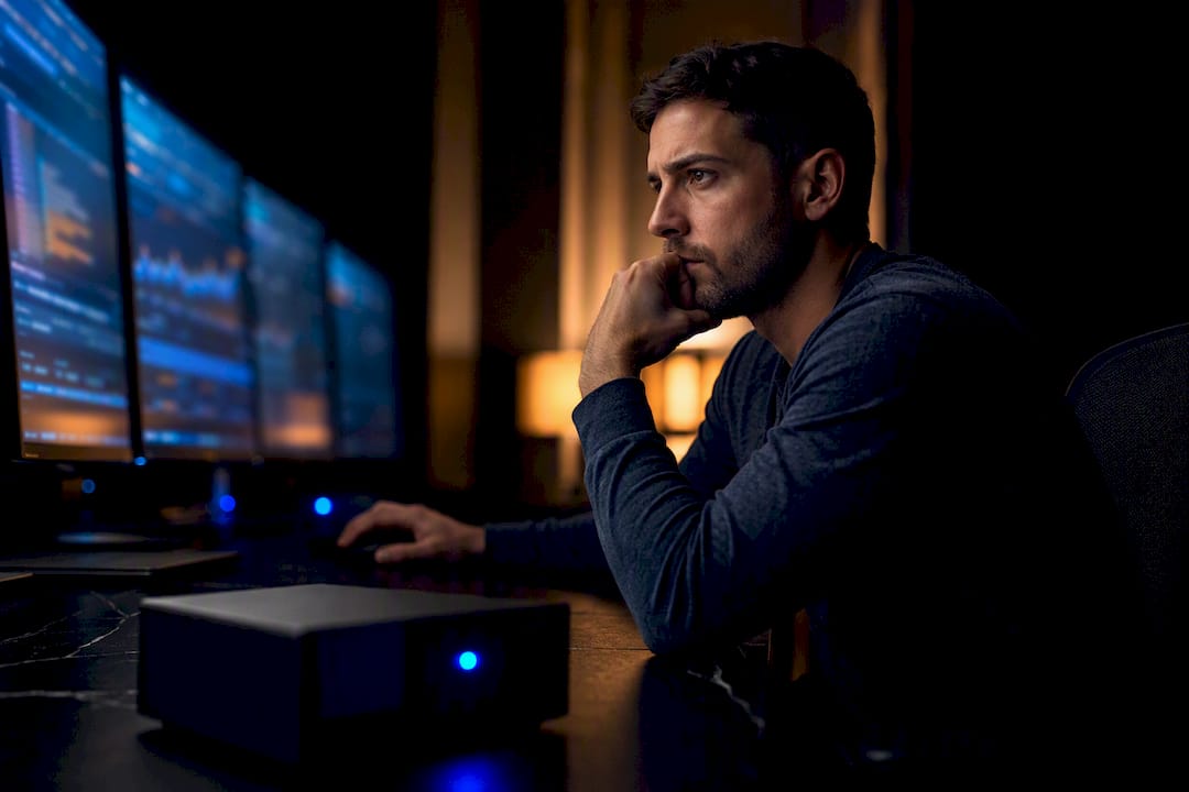 Trader reviewing trade copier latency measurements