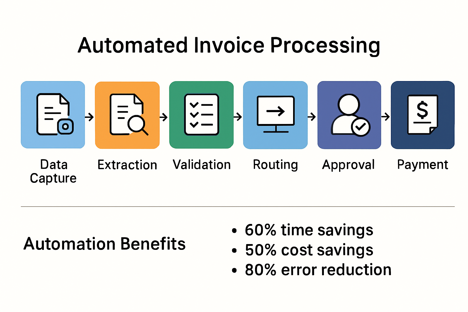 Visual diagram outlining steps in automated invoice processing