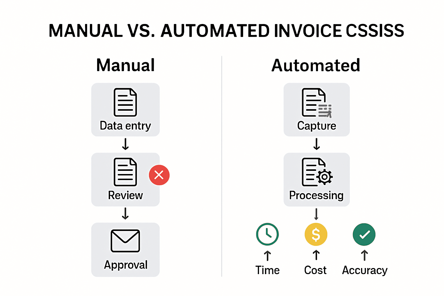 Manual versus automated invoice processing infographic