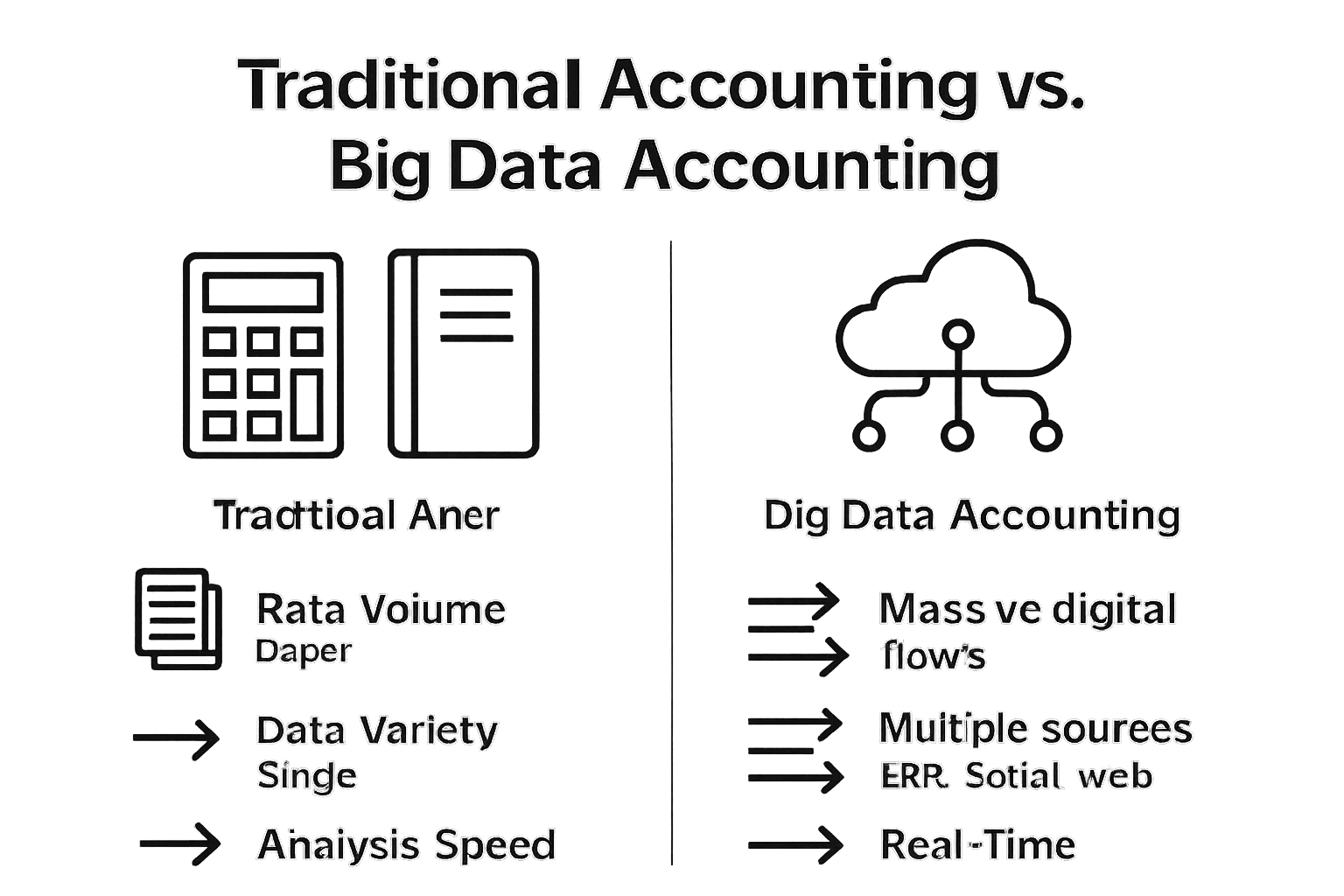 Infographic comparing traditional and big data accounting with icons