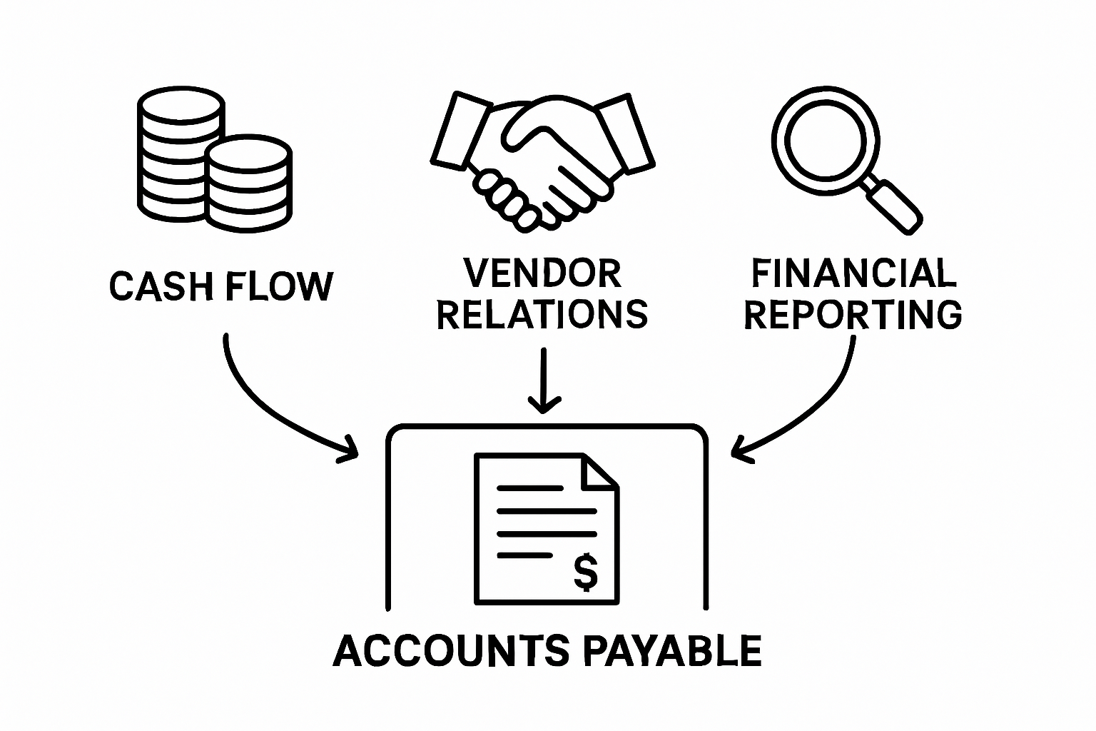 Accounts payable connections to cash flow, vendor relationships, and reporting