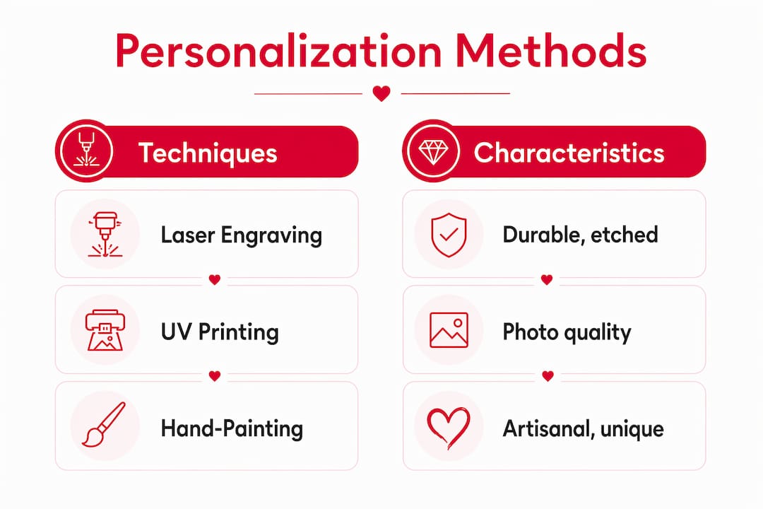 Infographic comparing gift personalization techniques