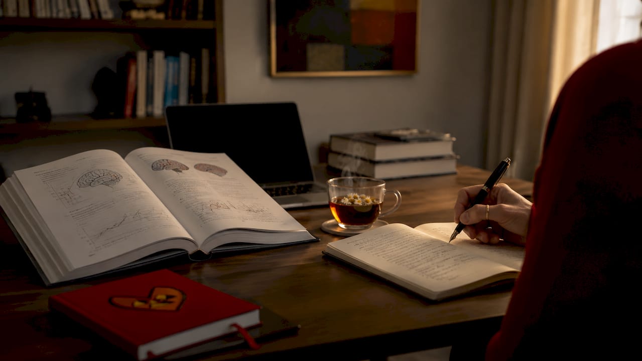 Psychologist writing notes on gift psychology