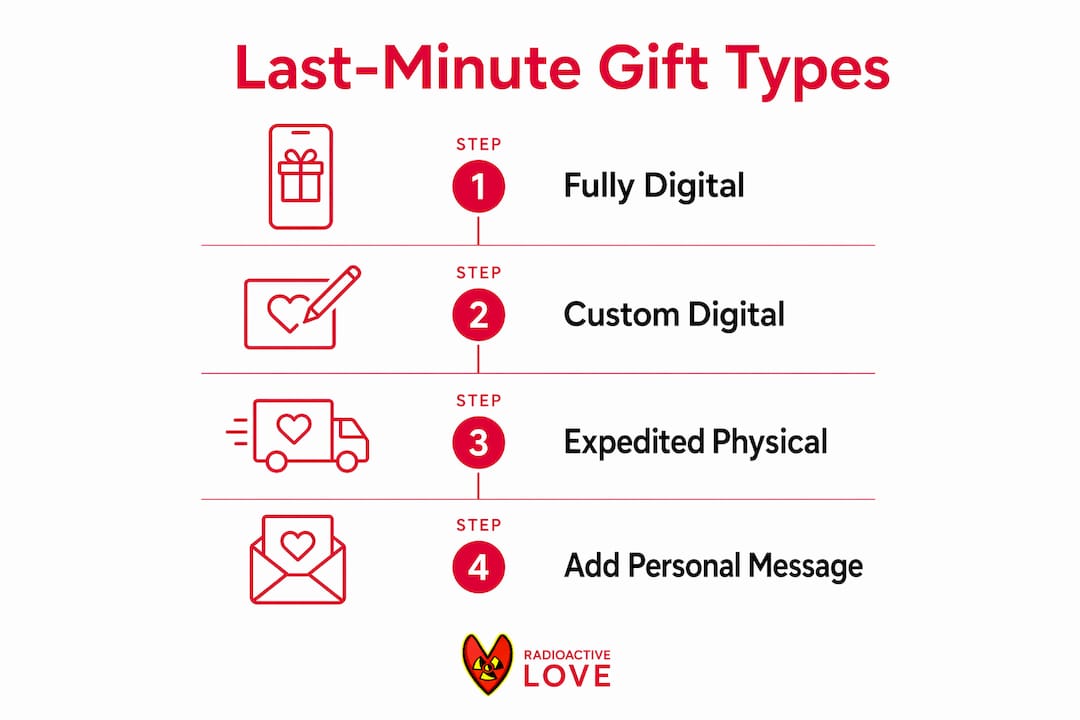 Infographic illustrating types of last-minute personalized gifts