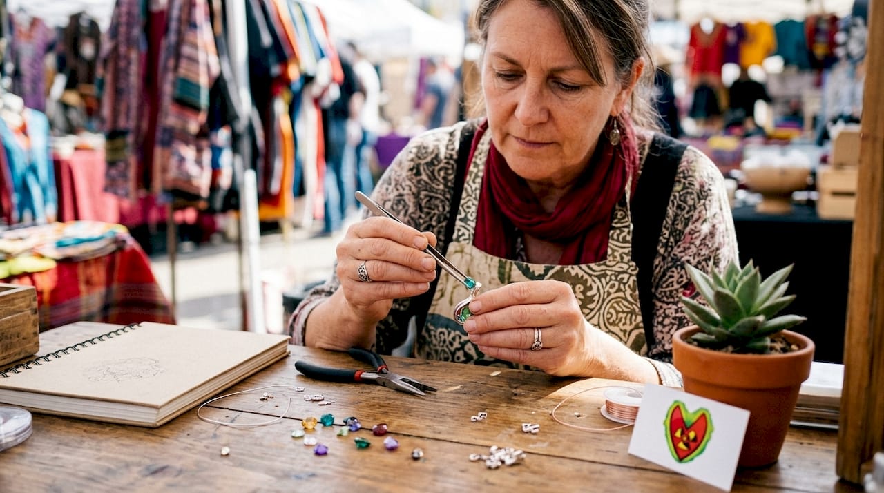 Jeweler setting birthstone into personalized pendant