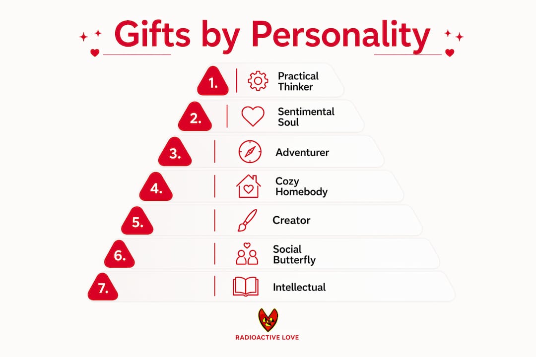 Infographic ranking gift ideas by personality type